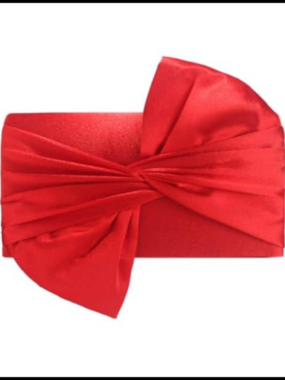 Satin Bow Flap Evening Clutch with Detachable Chain Strap Women Formal